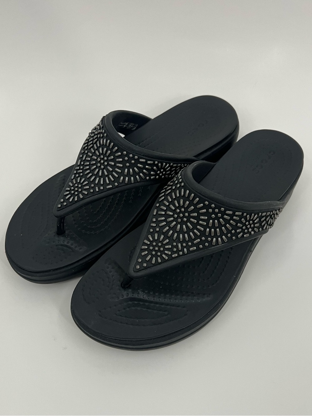 Crocs Monterey Diamanté Women's Black Embellished Thong Sandals